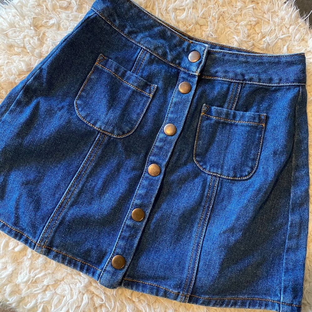 Mini Button-Up Denim Skirt